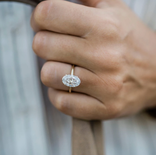 Oval Solitaire | Hidden Halo & White Gold Prongs