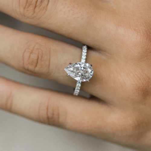 Dainty Pavé band with Pear Center Stone | Quote