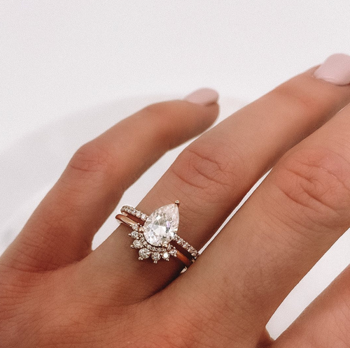 Pear Pavé Band with Contour Band