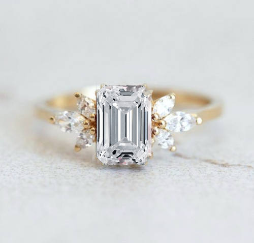Emerald with Floral Accent & Band | Quote