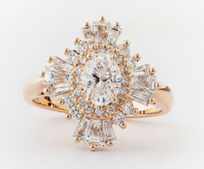 Oval with Baguette Halo
