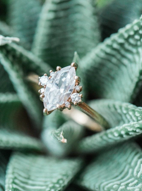 Marquise & Accent Stone Engagement Ring