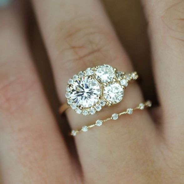 Round Cluster with wedding band