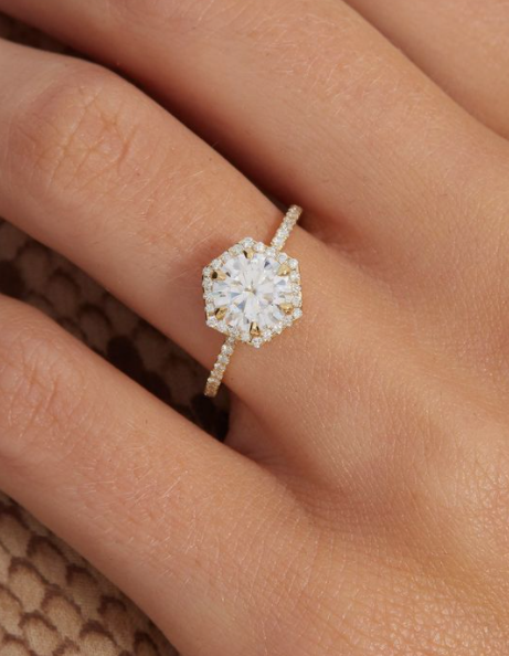 Courtney | Hexagon Halo Engagement Ring