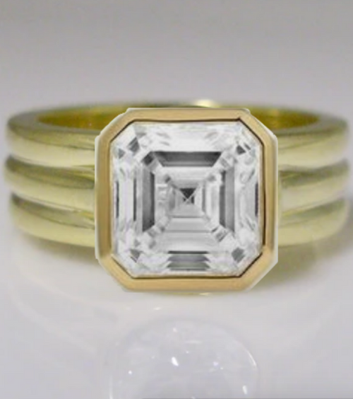 Bezel Asscher with Wide Band | Matt