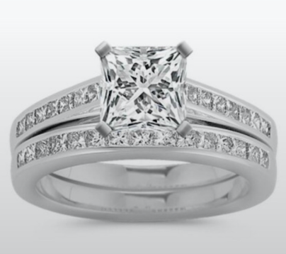 Kathy Cummings | B379 | Custom Princess Engagement Ring Set