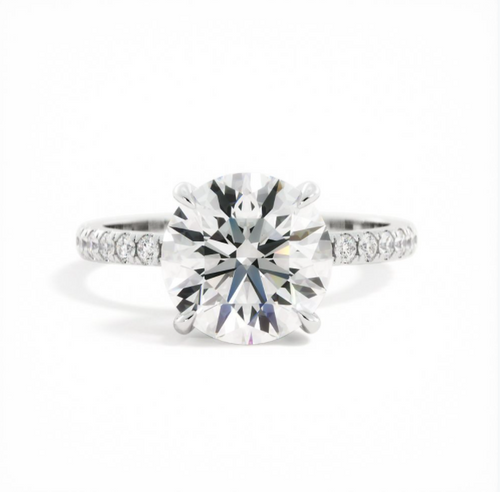 Amanda | Custom Platinum Round Solitaire with Hidden Halo