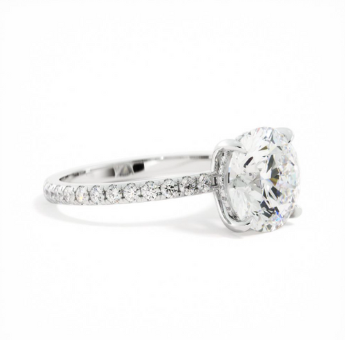Amanda | Custom Platinum Round Solitaire with Hidden Halo