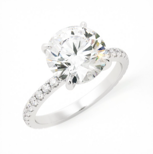 Amanda | Custom Platinum Round Solitaire with Hidden Halo