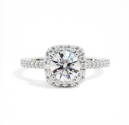Gwyneth | Custom Cushion Halo with Round Brilliant