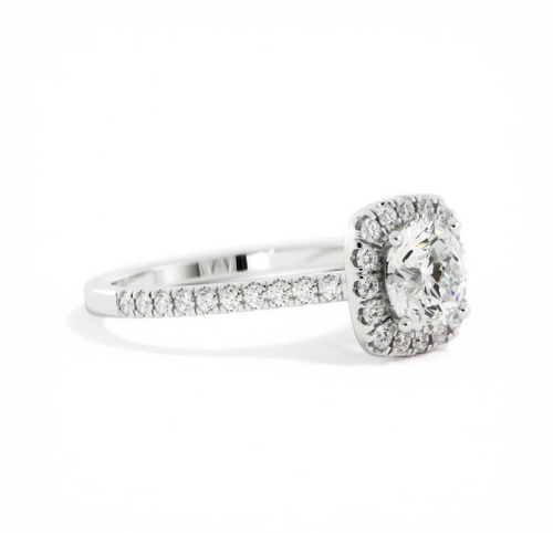 Gwyneth | Custom Cushion Halo with Round Brilliant