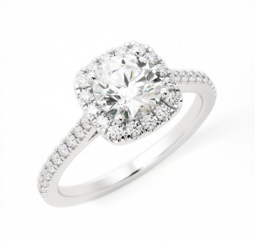 Gwyneth | Custom Cushion Halo with Round Brilliant
