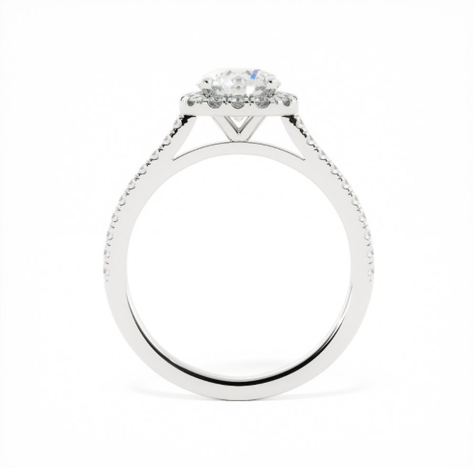 Gwyneth | Custom Cushion Halo with Round Brilliant