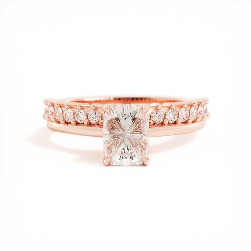 Rebekah Flory | Custom Cushion Engagement Ring with Hidden Halo