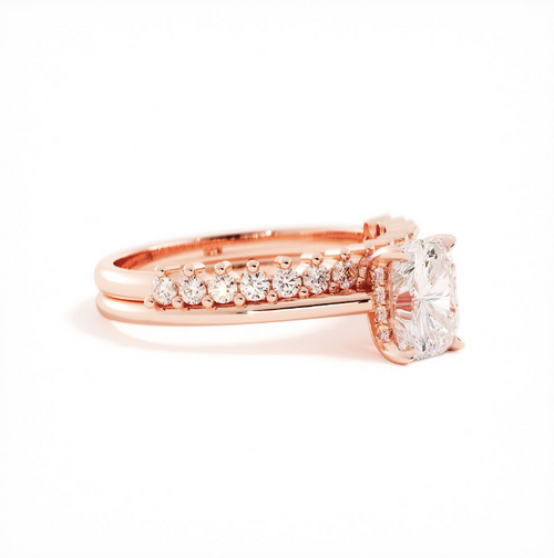 Rebekah Flory | Custom Cushion Engagement Ring with Hidden Halo