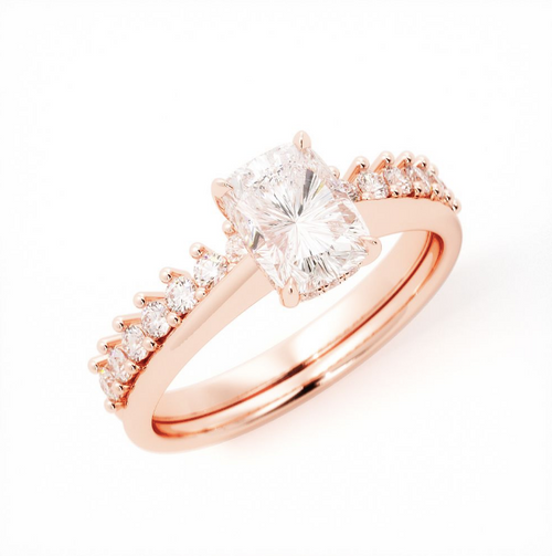 Rebekah Flory | Custom Cushion Engagement Ring with Hidden Halo