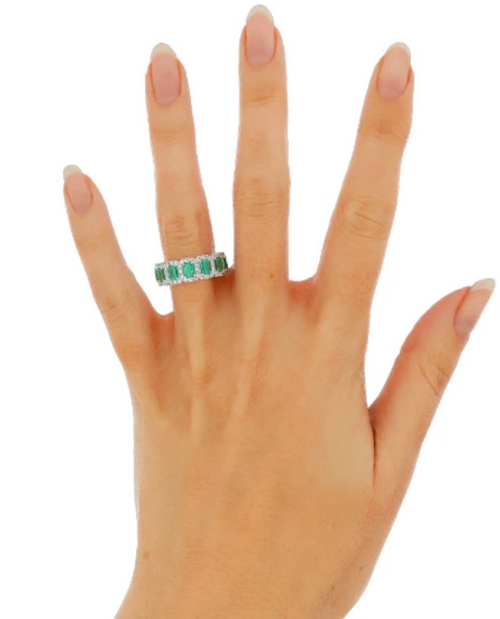 Alexandra | Custom Emerald Halo Band
