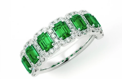 Alexandra | Custom Emerald Halo Band