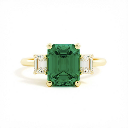 Emerald & Diamond Three Stone
