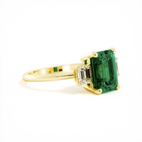 Emerald & Diamond Three Stone