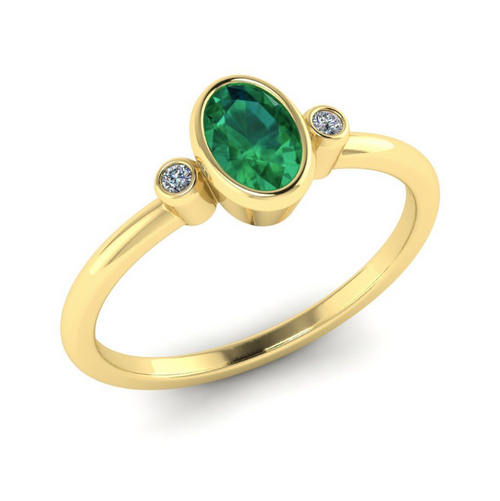 Custom Emerald Three Stone Engagement Ring