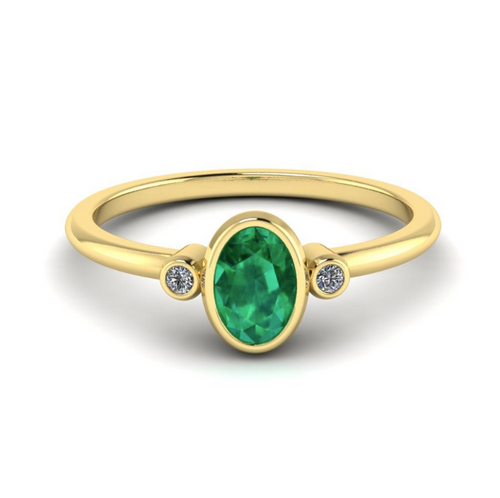 Custom Emerald Three Stone Engagement Ring