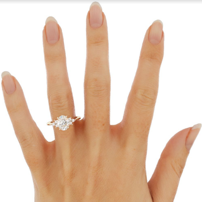 Ethel | Custom Oval and Pearl Engagement Ring