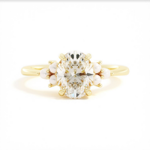 Ethel | Custom Oval and Pearl Engagement Ring