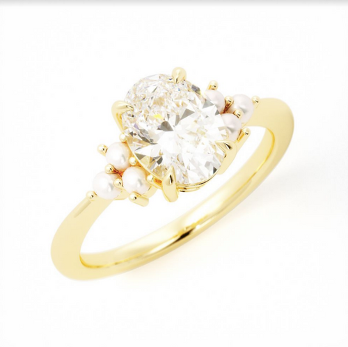 Ethel | Custom Oval and Pearl Engagement Ring