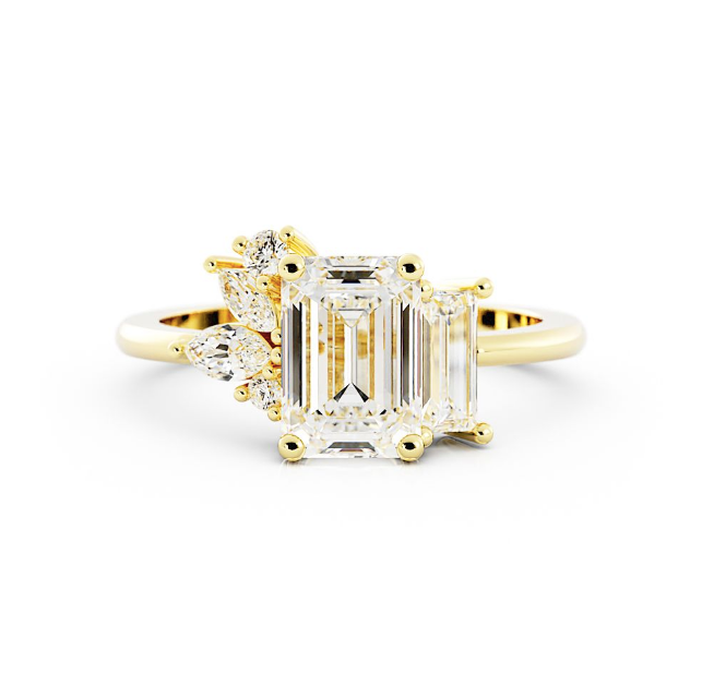 Custom Emerald Cluster Engagement Ring