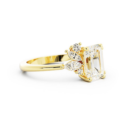 Custom Emerald Cluster Engagement Ring