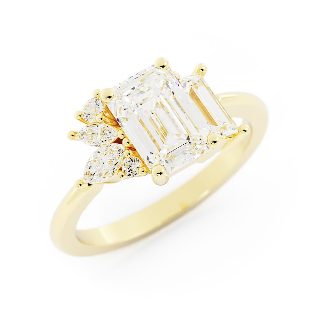 Custom Emerald Cluster Engagement Ring