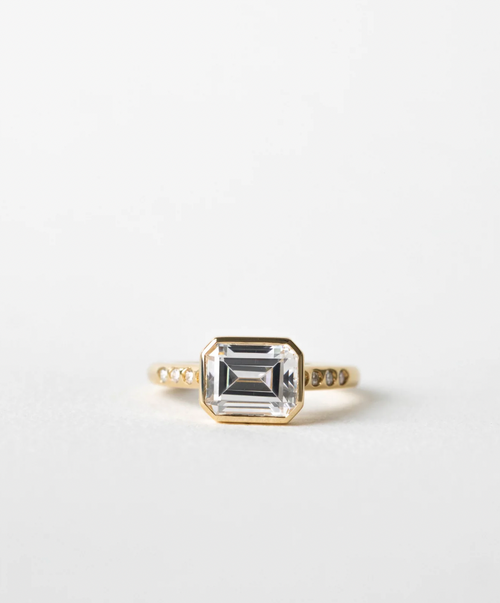 Lucas | Custom East-West Emerald Bezel Engagement Ring