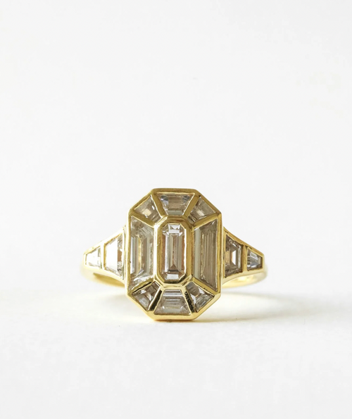 Elizabeth | Custom Art Deco Emerald Bezel