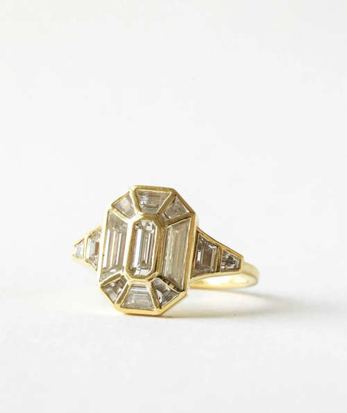 Elizabeth | Custom Art Deco Emerald Bezel