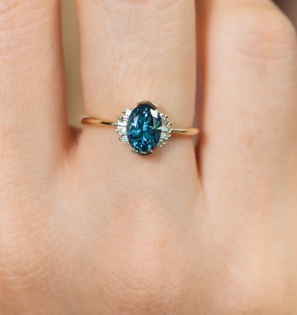 Jesse | Custom Oval Teal Solitaire