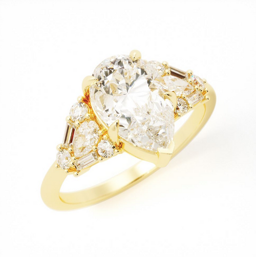 Pear Cluster Engagement Ring